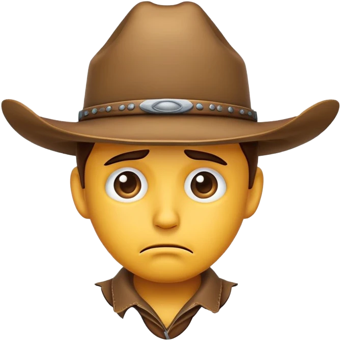 iOS cowboy emoji but sad emoji