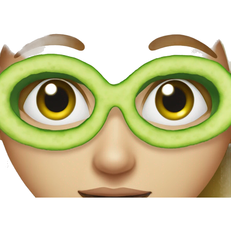 girl wearing cucumber on eyes emoji