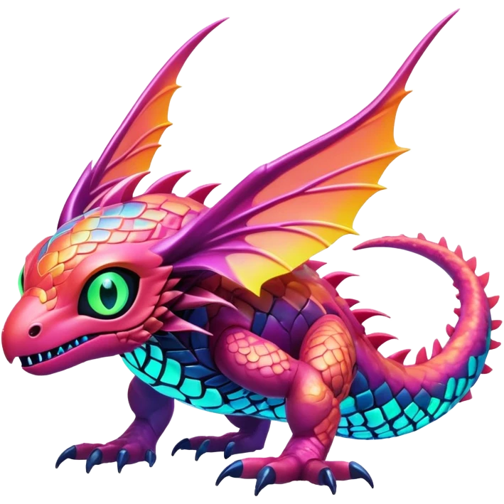 Tropical futuristic lush warm-colored neon-colored Fakémon-Digimon-creature emoji