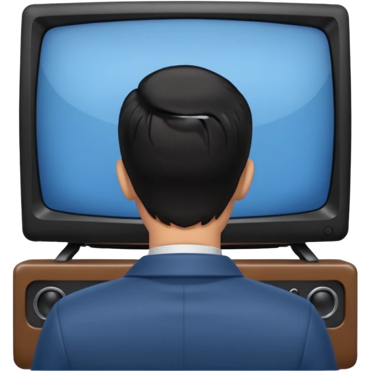 man with black hair seen from behind watching television emoji