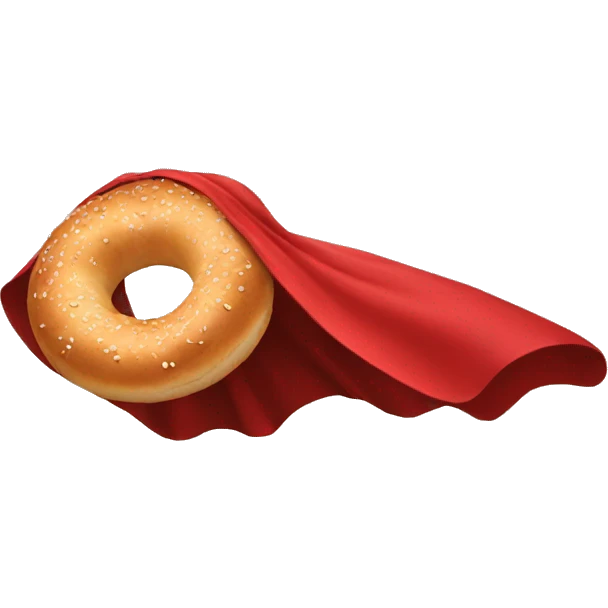 flying bagel wearing a red cape emoji