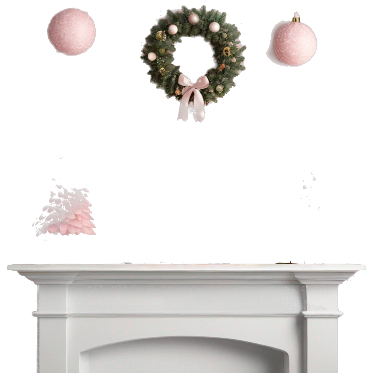Pale pink Christmas mantle decorated  emoji