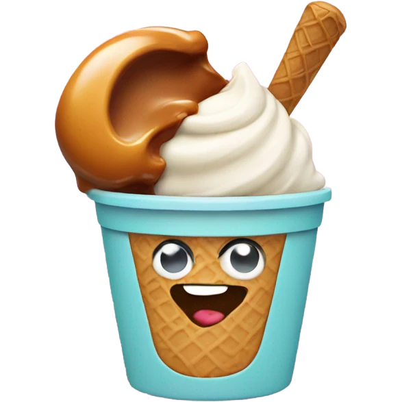 Ice cream in a cup with caramel  emoji