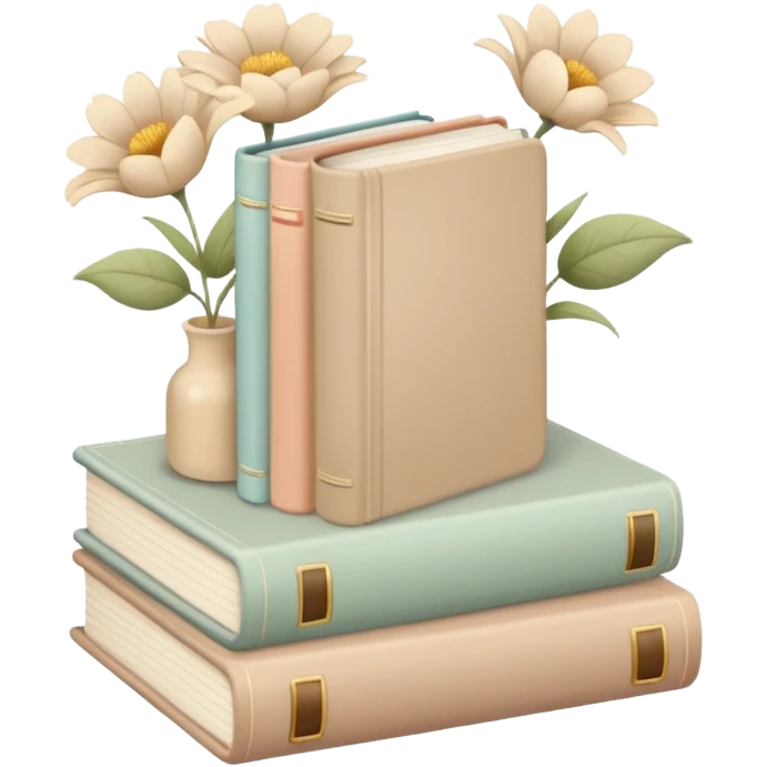 Beige books and flowers AESTHETIC emoji