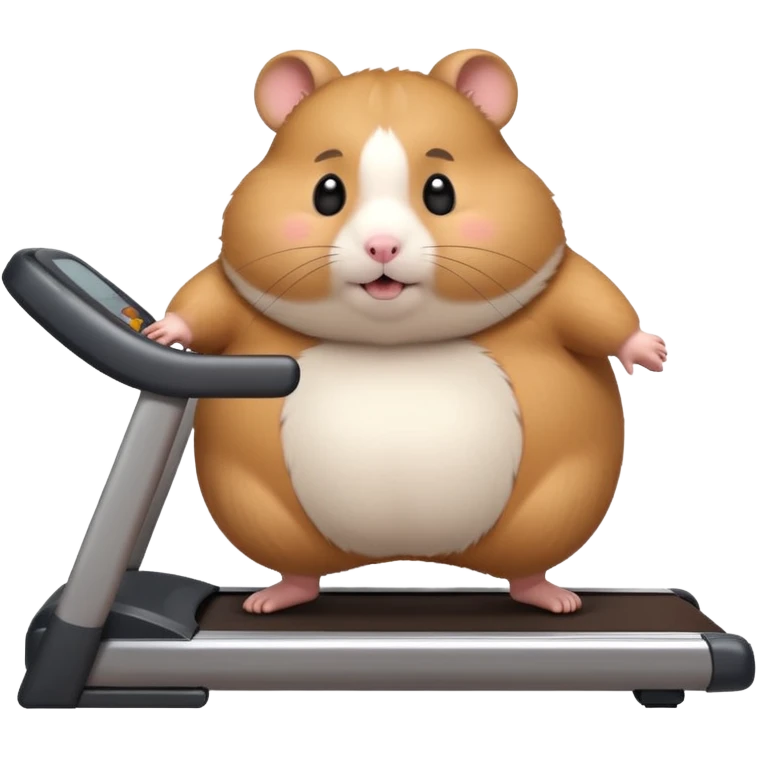 fat hamster big belly trying to run on treadmill sideways emoji