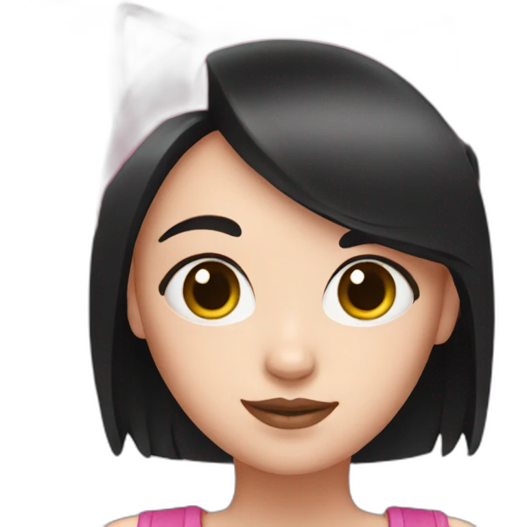 Pink head girl with black cat emoji