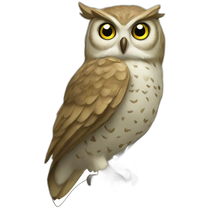 Owl in tree looking smart emoji