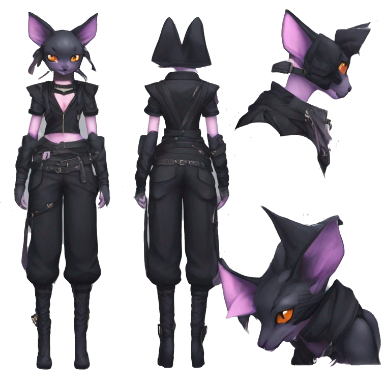 cool kawaii anime edgy distinguished pretty elegant beautiful fantasy black ethereal nargacuga-Noivern-sphynx-Quiana-Fakemon collar techwear harness belt pouche emoji