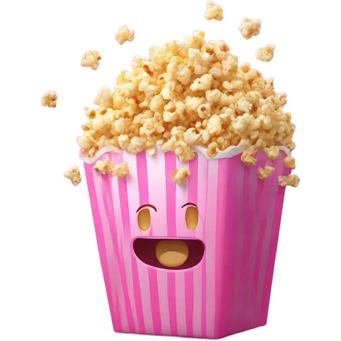 Popcorn in pink container with glitter realistic  emoji