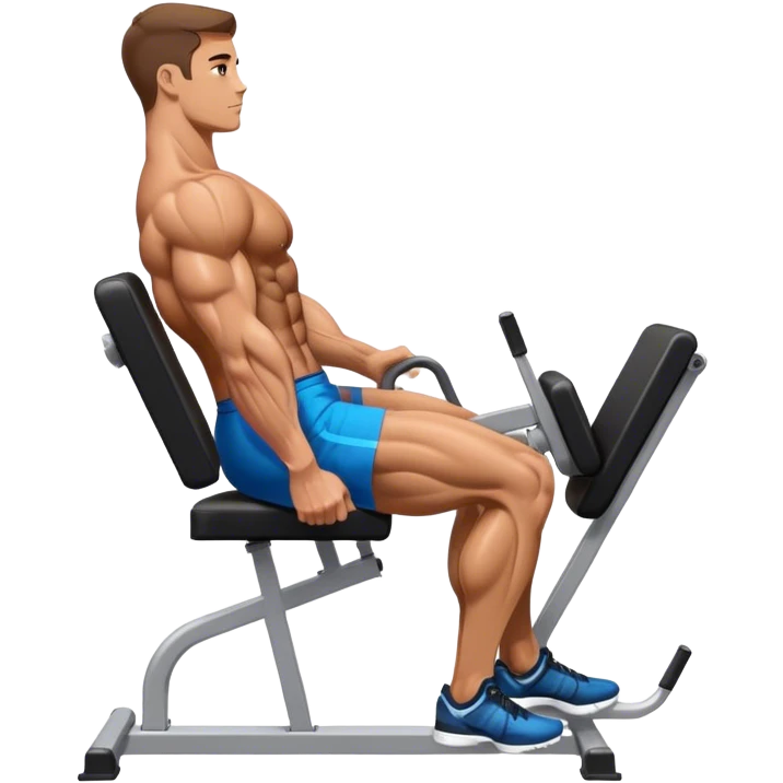 side-view bodybuilder seated weighted calf-raise machine lower leg exercise emoji