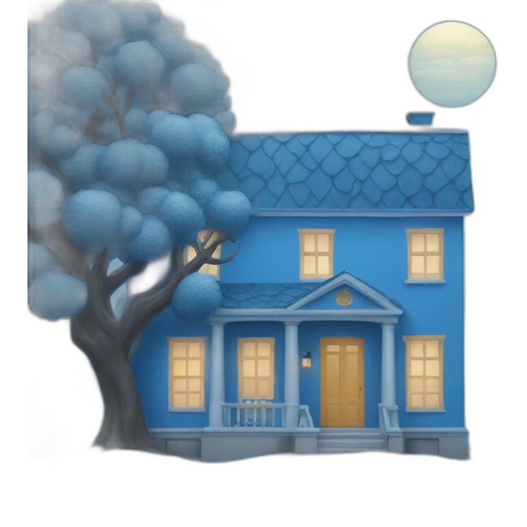Blue house with tree emoji