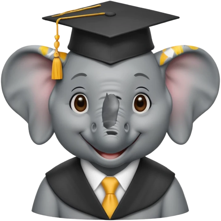 happy elephint wearing a graduation cap emoji
