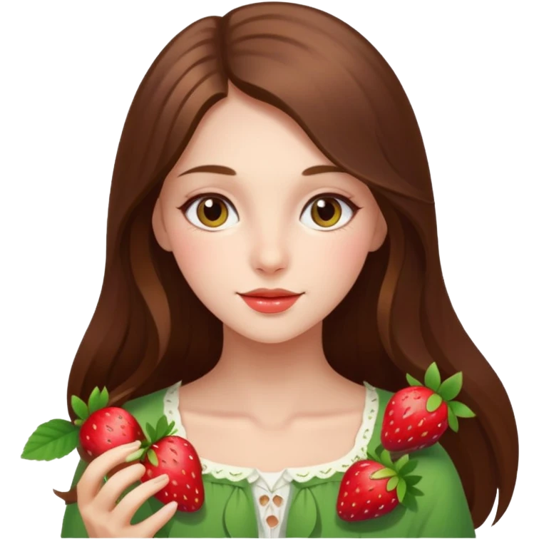 a beautiful girl mix with nenuphar and  Strawberries  emoji