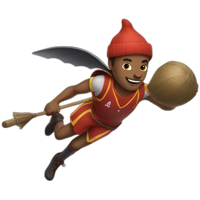 quidditch player flying on the broom emoji