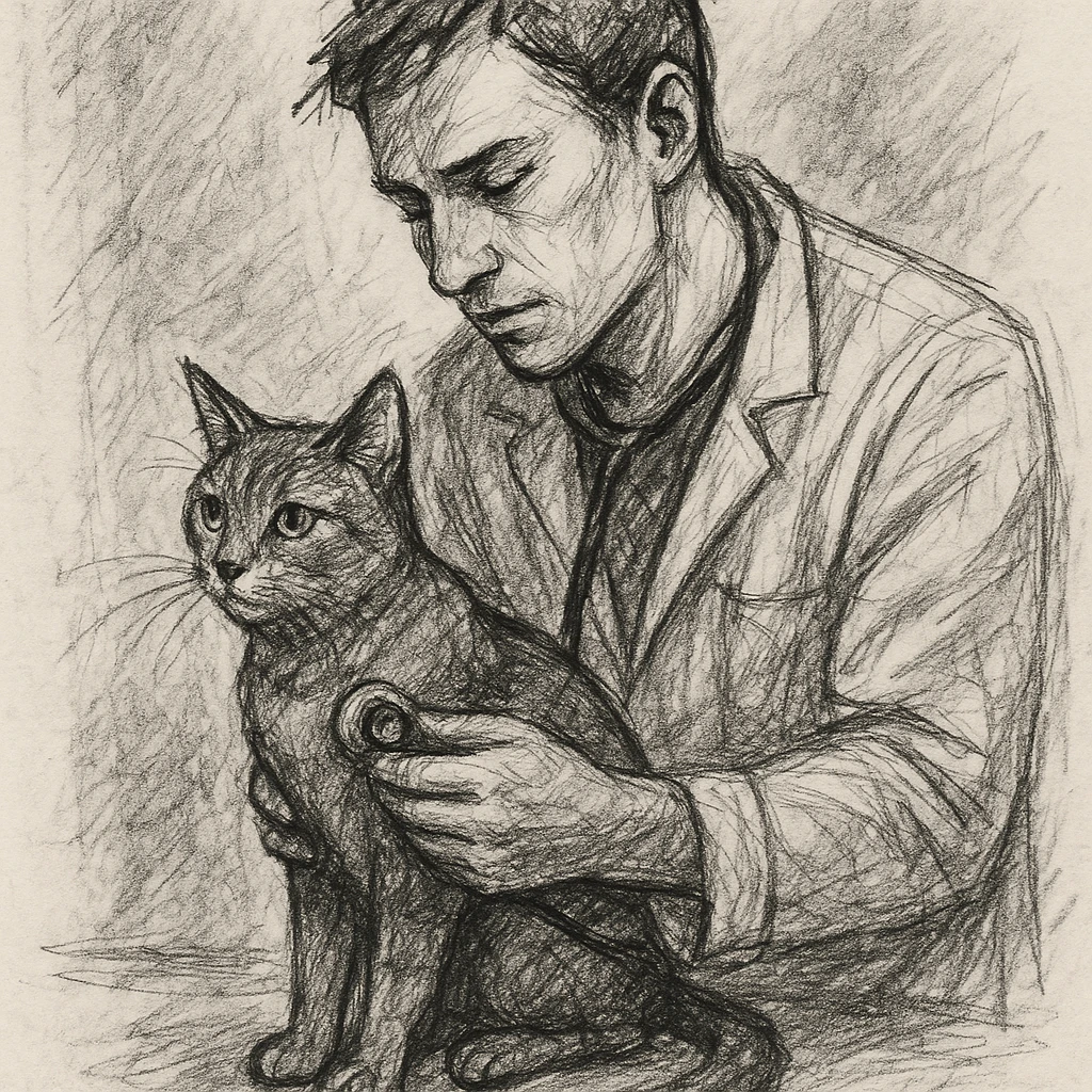 veterinarian examining a cat emoji