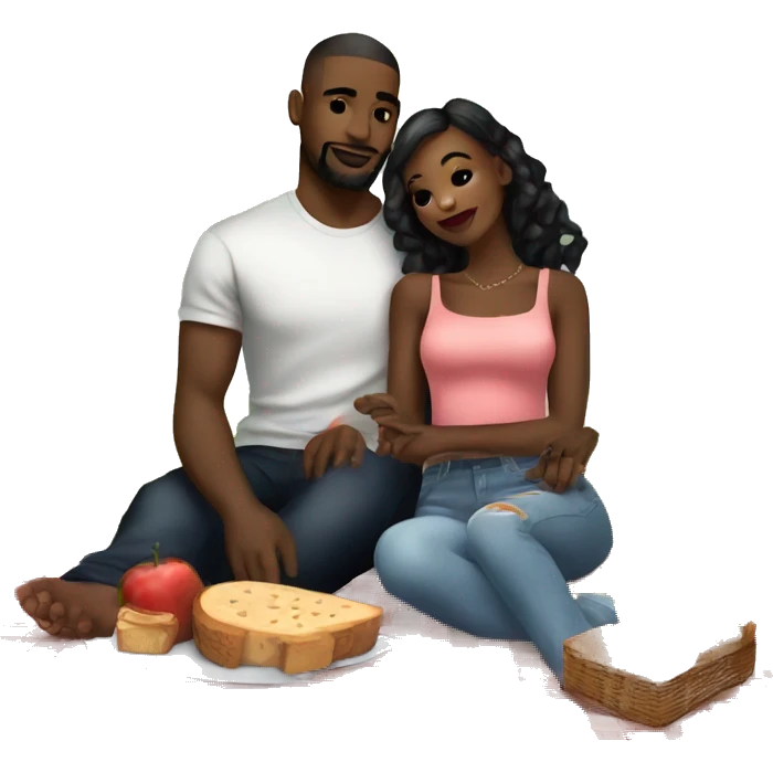 Romantic picnic date for beautiful tattooed couple emoji
