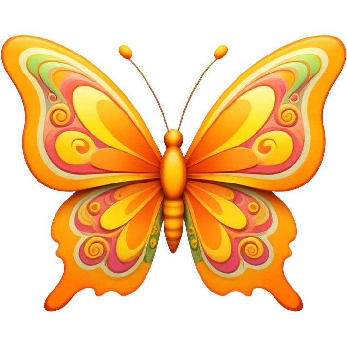3D, psychedelic colored hippie style butterfly emoji