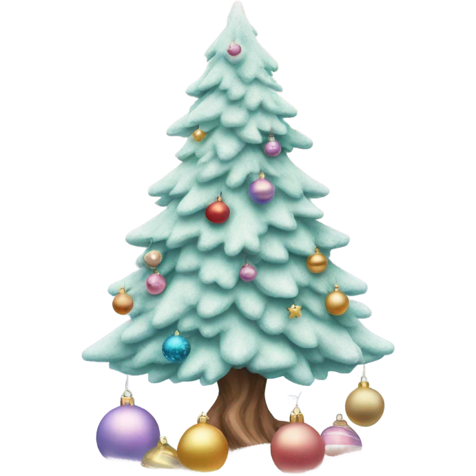 Pastel Christmas tree with ornaments and snow  emoji