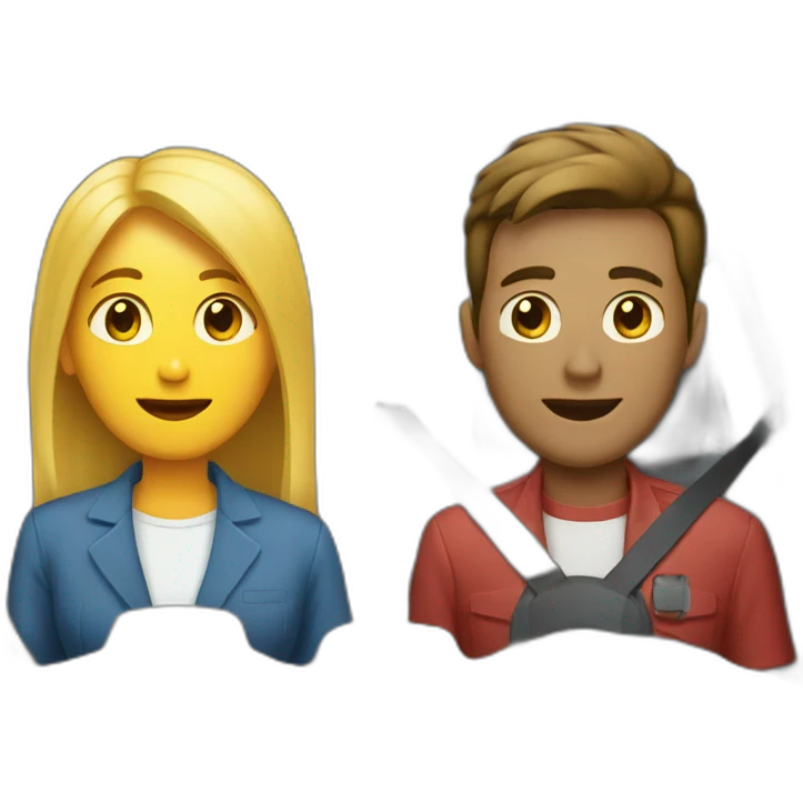 Men and women in car emoji
