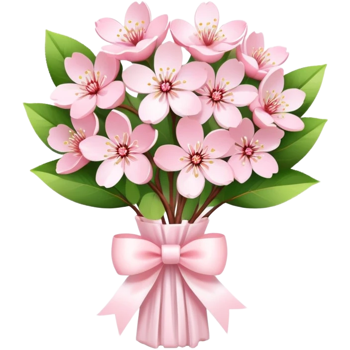 Pastel pink cherry blossom bouquet wrapped with a cute white bow  emoji