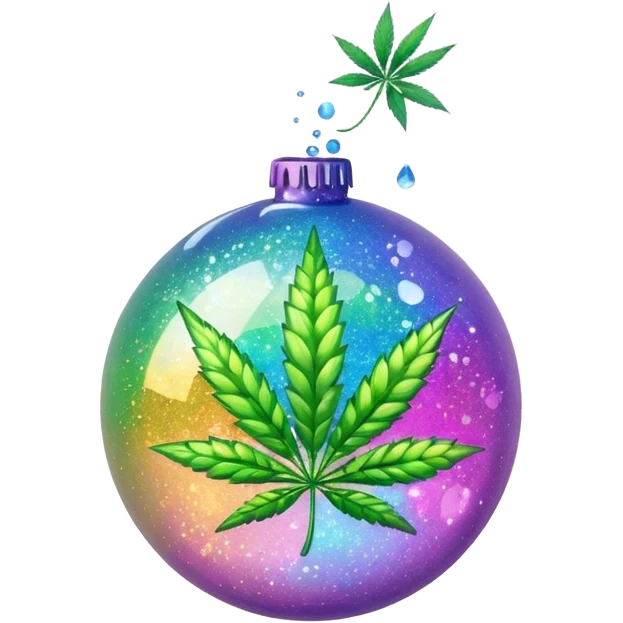 multicolor glitter bomb with weed emoji