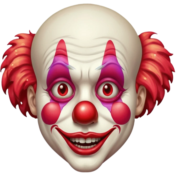 red glitter clown with the retarded facial expression emoji