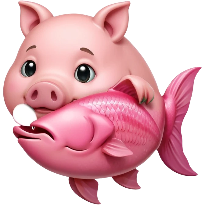 pig hugs fish emoji