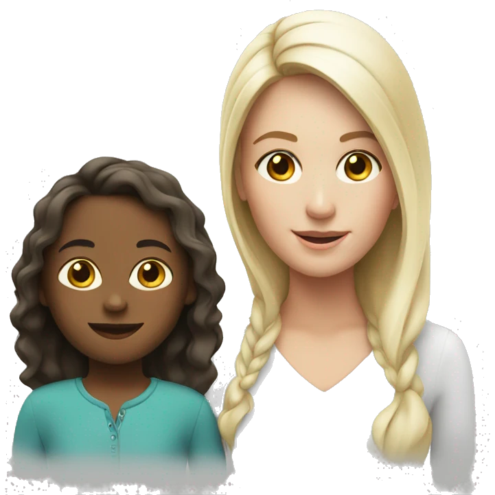girl and mom, white emoji