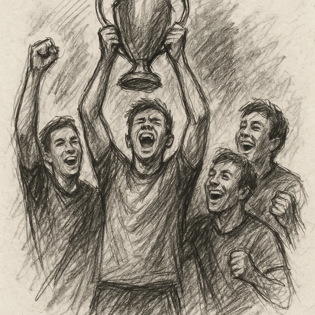 team celebrating with trophy emoji
