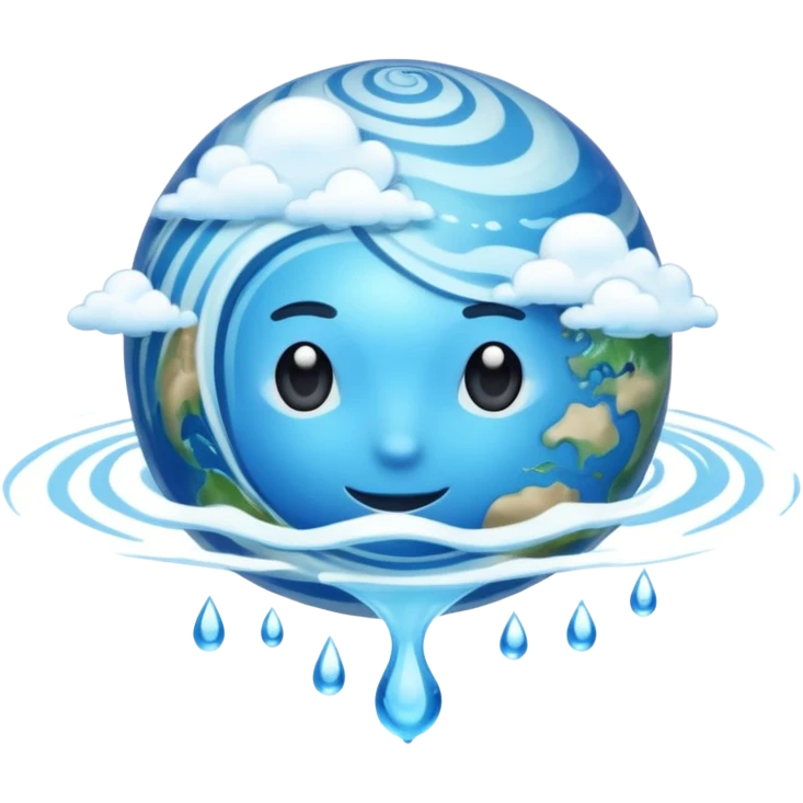 realistic planet with water emoji