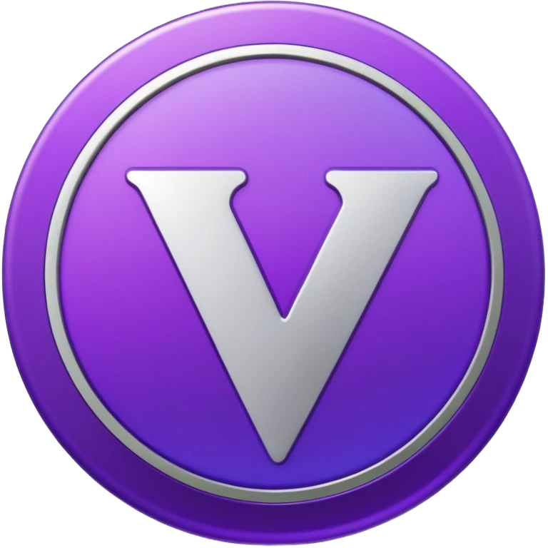 Purple modern Gradient coin with letter V emoji