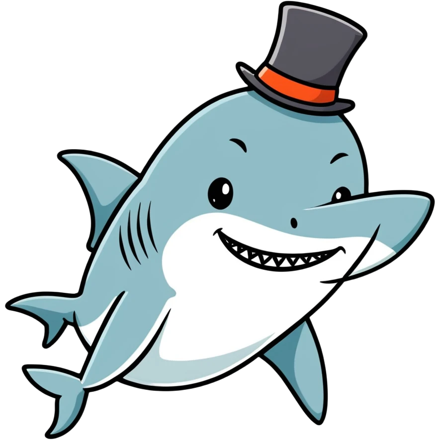 Shark with a top hat emoji