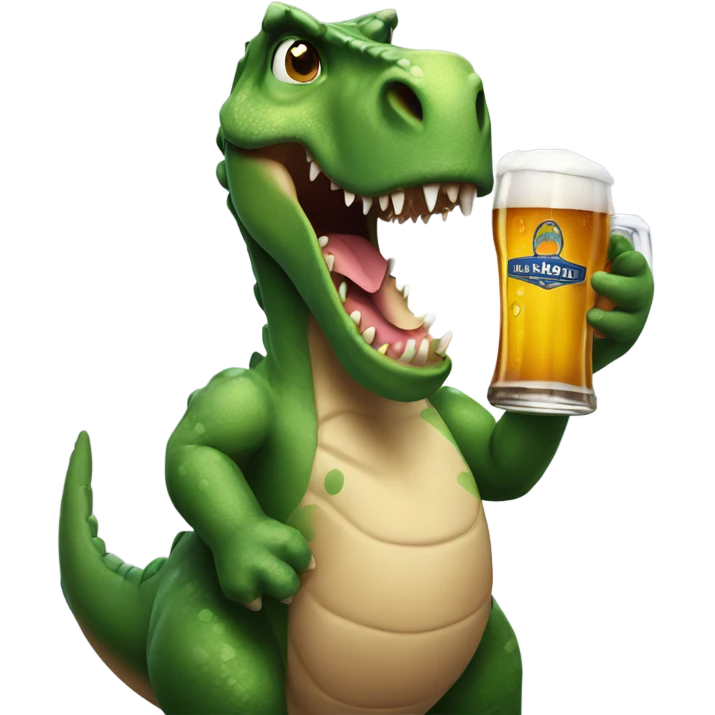 Dinosaur drinking beer emoji