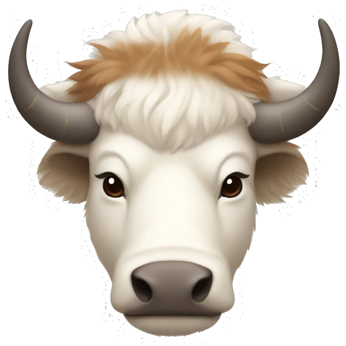 appa White bison with brown arrow on forehead without horns emoji