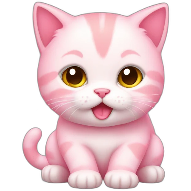 Small chubby pink kitten emoji