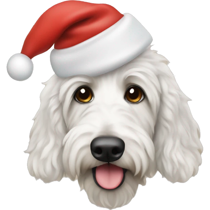 bernadoodle with a santa hat emoji