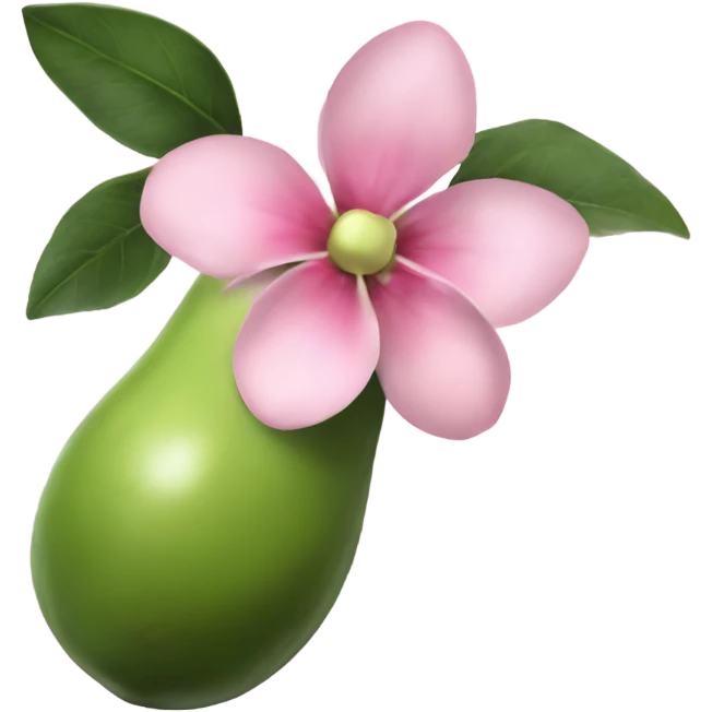 Realistic avacado with pale pink flower emoji