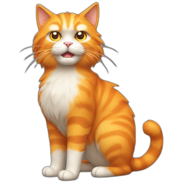 cute angry orange hairy cat full body with long tail emoji