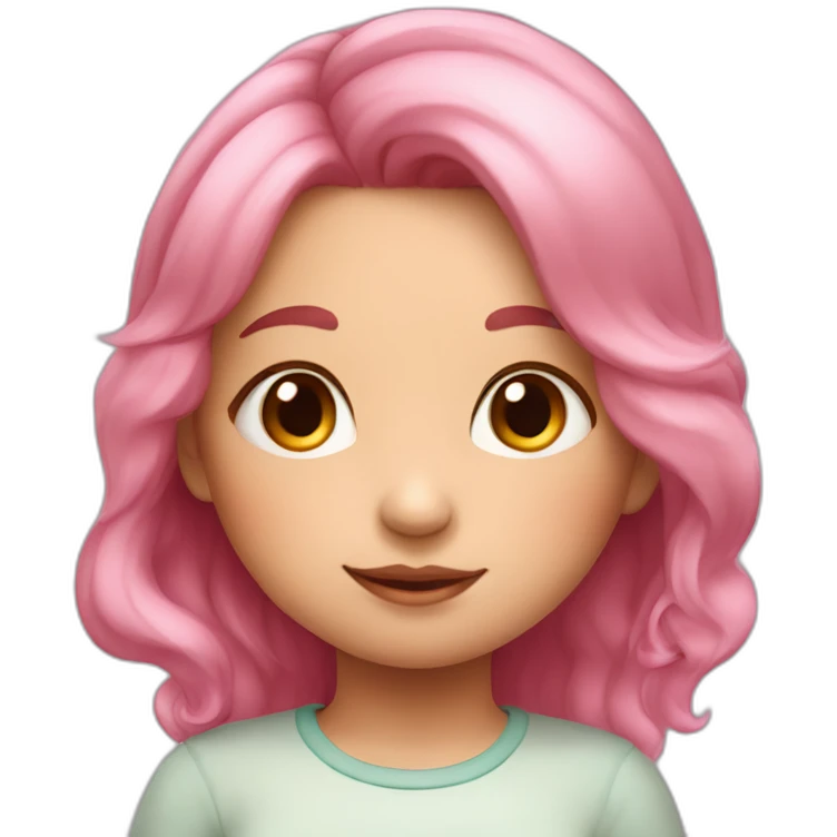 a cute little girl with pink hair and slightly chubby cheeks emoji