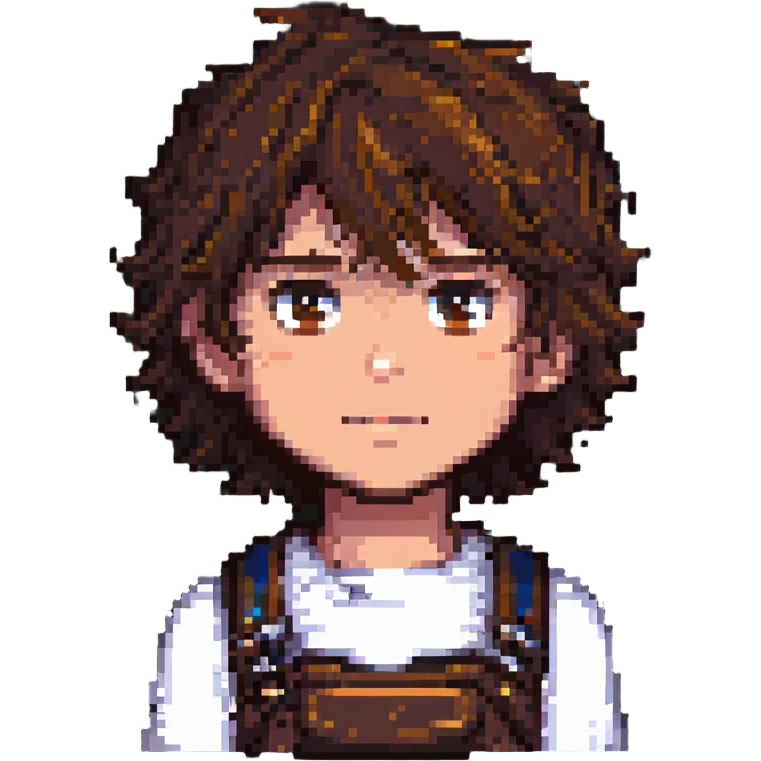 hot boy with brown hair and brown eyes, pixel art style emoji