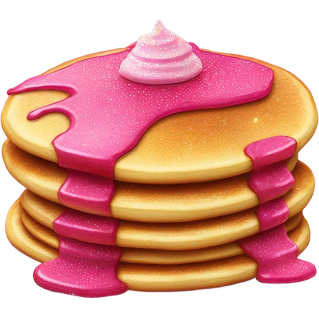Hot pink pancakes with glitter and melted butter  emoji