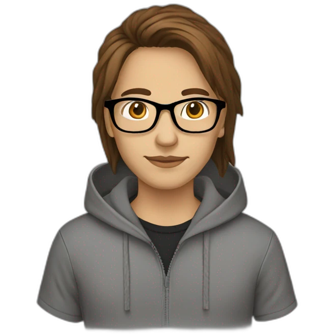 it specialist glasses brown hair hoodie emoji