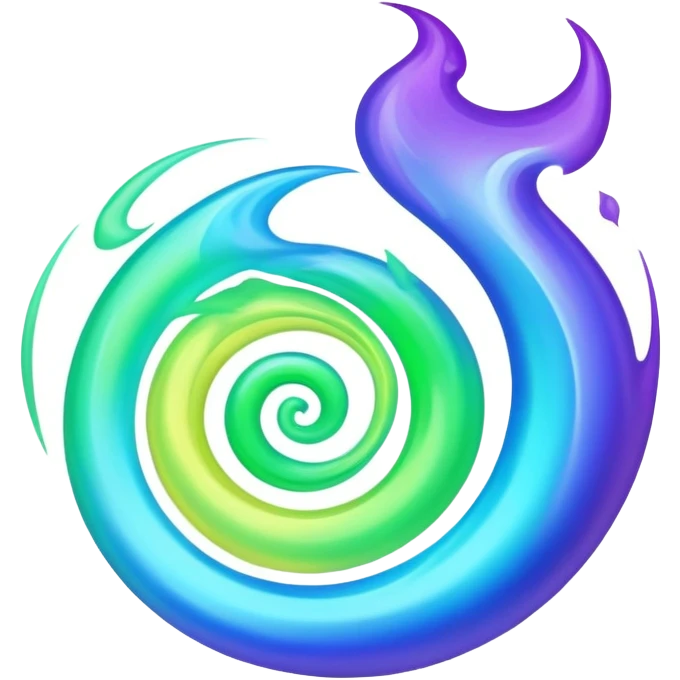 Shiny epic green blue and purple flame emoji