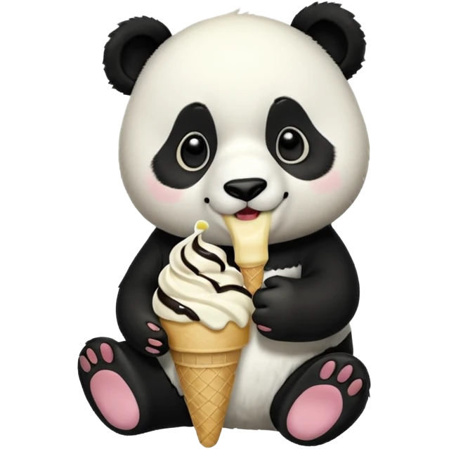 Panda eating ice cream emoji