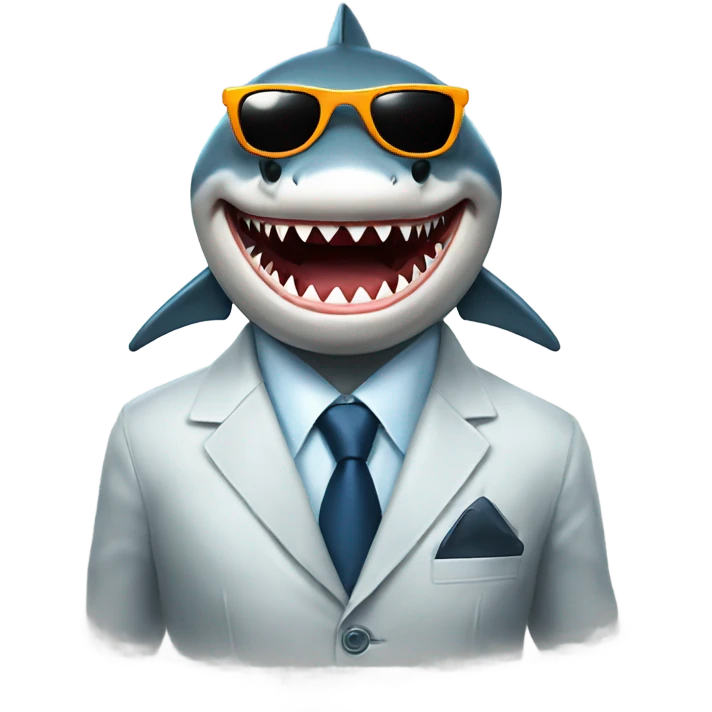 Shark wearing sun glasses and a suit emoji
