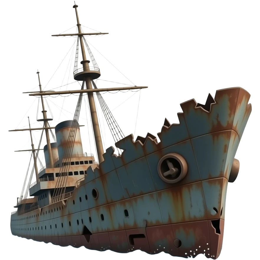 warship rusty destroyed sinking emoji