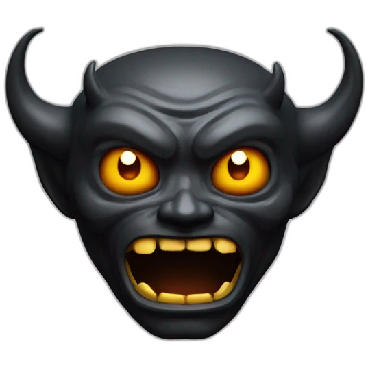demon with chome eyes and letter B on the face, 3d, portrait, black background emoji