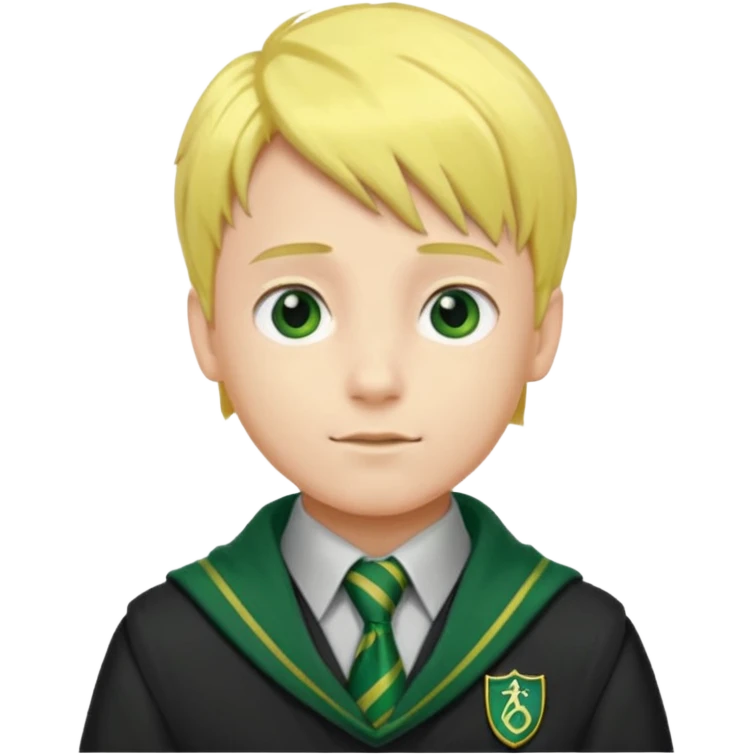 yellow hair boy in Slytherin uniform with silver scarf emoji