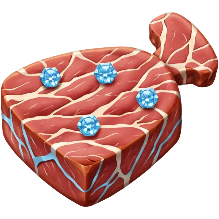 Meat with diamond textur and blue color emoji