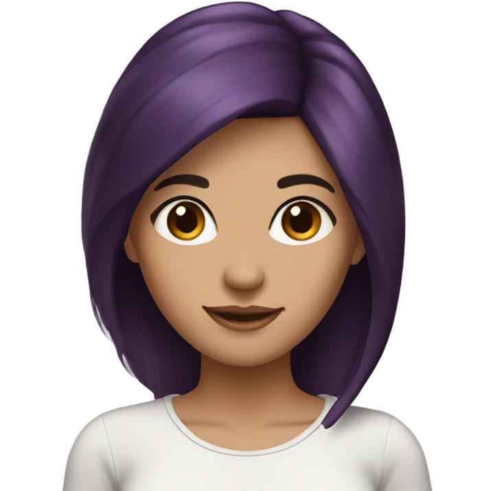 Beautiful woman with dark brown hair. Purple on ends of hair emoji